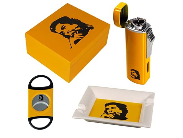 Lifestyle-Ambiente Künstler Humidorset Che Guevara Humidor Zigarrenascher Zigarrenfeuerzeug Zigarrencutter Zigarrenbohrer
