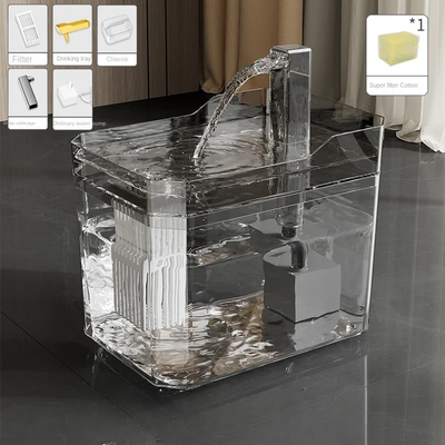 Happy Pet Pantry Automatic Cat Drinker Fountain, Recirculating Filtering Water Dispenser With Transparent Design & Anti Dry Pump transparent