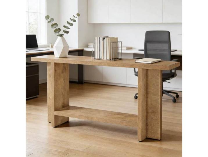 Console d'entrée AESVAR double niveau 150 x 30 x 80 cm en MDF marron style campagne