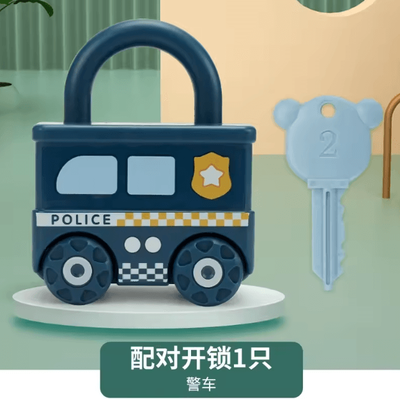 Inspire Curations Montessori Number Lock & Key Toy Cars Interactive Learning Puzzle For Toddlers 13 Years blue