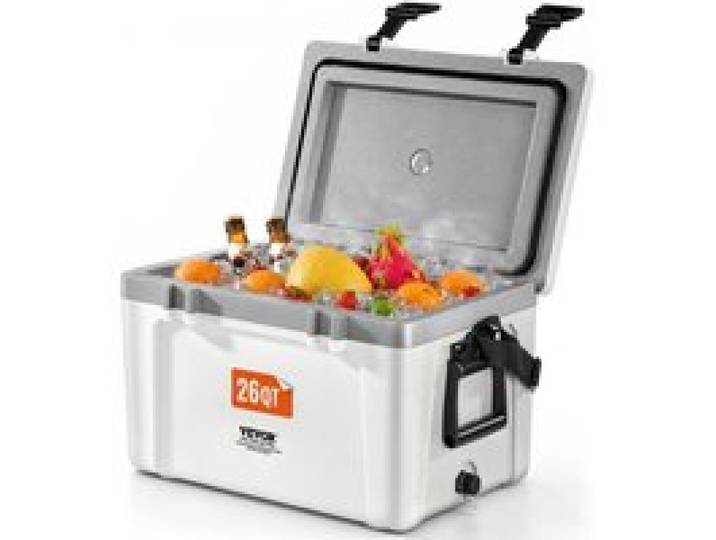 VEVOR tragbare Kühlbox Hartkühlbox (38 Qt / 26 Dosen) mit Eisspeicherung & robusten Griffen, isolierte tragbare Kühlbox aus stabilem Material, geeignet für Familienpicknicks und Kurztrips