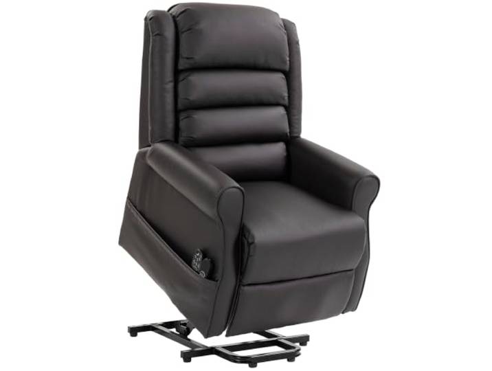 HOMCOM Relaxsessel mit Massage-, Wärmefunktion für Senioren in Braun Fernsehsessel, Elektrischer Massagesessel, Federkern, USB, Fernbedienung, aus braunem PU-Leder