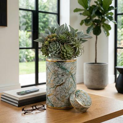 Sagebrook Home Ceramic Modern Decorative Jar with Lid