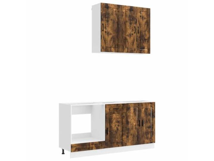 GPWERSDF Kücheneinheit Porto 5 pcs Geräucherte Eiche Holzwerkstoff Mit Unterschränken, Wandbefestigung, verstellbare Füße, feuchtigkeitsbeständig, Arbeitsplatte nicht enthalten