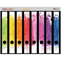 Wallario Ordnerrücken Sticker 12 Stück Regenbogenstreifen auf weißem Hintergrund - Bunter Anstrich