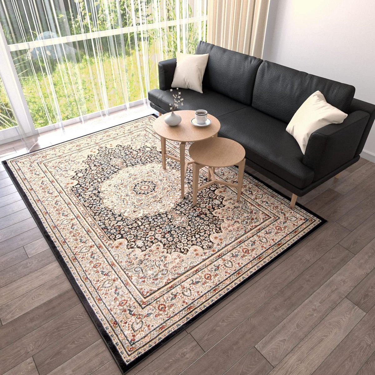 Oosters Vloerkleed Traditioneel - Beige Zwart - Polypropyleen