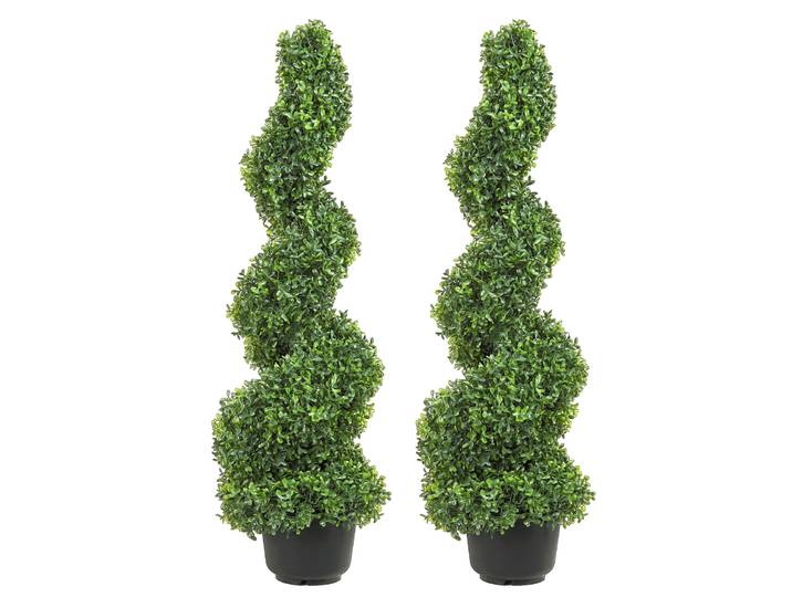 SucceBuy 1/2 pièces Tour de buis artificiel en spirale, plante artificielle de 24/36/48 pouces de haut, plantes décoratives, arbre en plastique PE vert