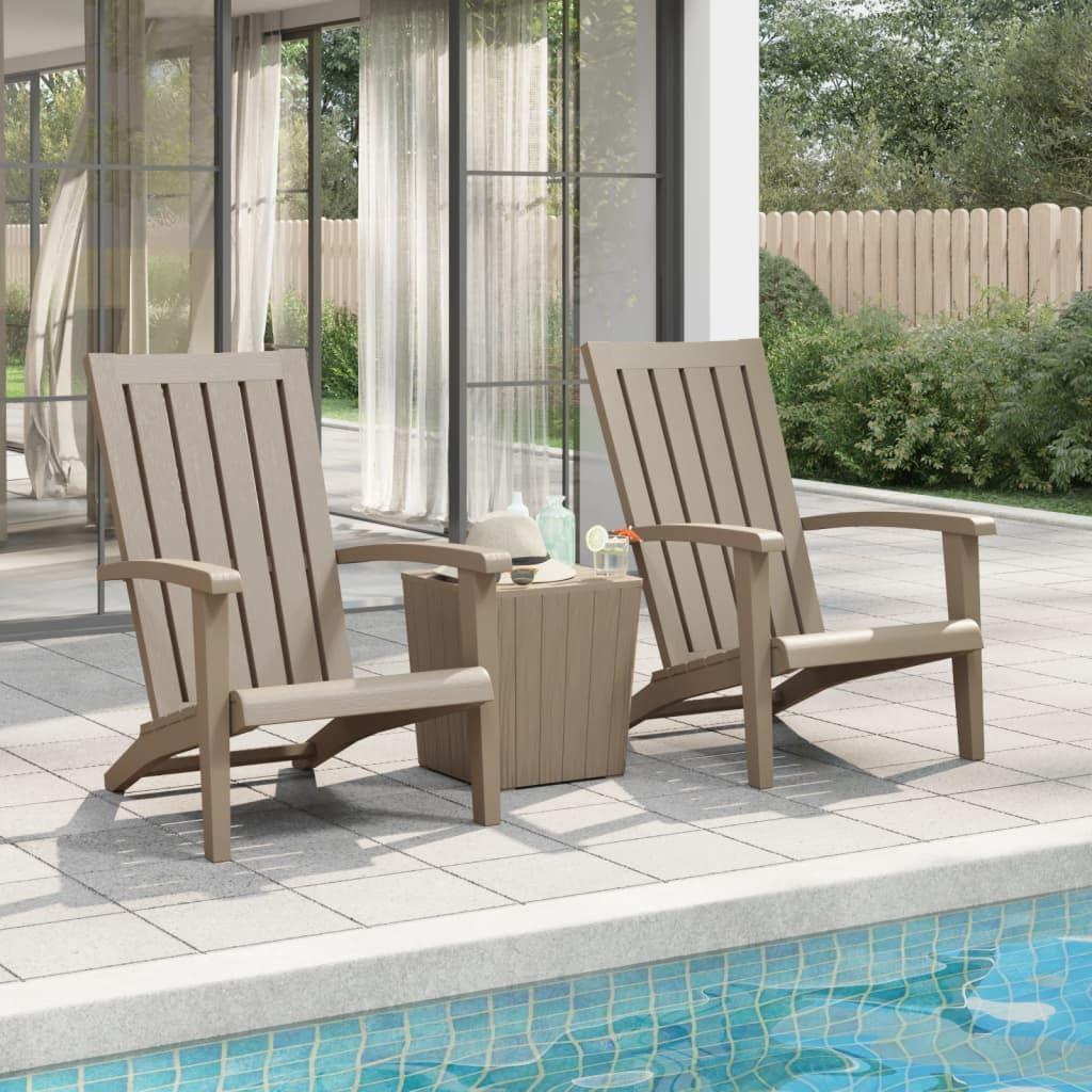 2 Adirondack-Gartenstühle aus Polypropylen in Hellbraun