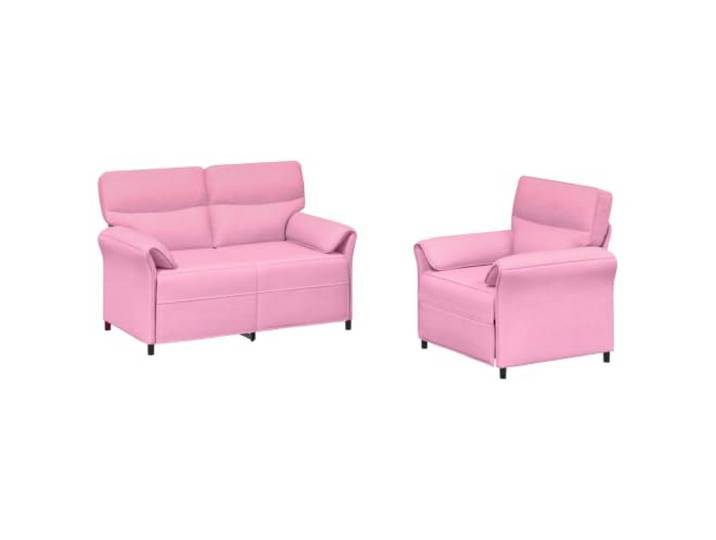 Todiikf Sofa Set 2-teilig Rosa Polstersofa mit Metallgestell Bequeme Couch Garnitur fuer Wohnzimmer und Leseecke, weicher Polyesterstoff mit stabilen Kunststoffbeinen in Schwarz