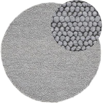 Teppich CARPETFINE "Calo", grau, H:16mm Ø:120cm, Polyester, Wolle, Teppiche, Teppich, Handweb Teppich, Uni Farben, meliert, handgewebt, 70% Wolle