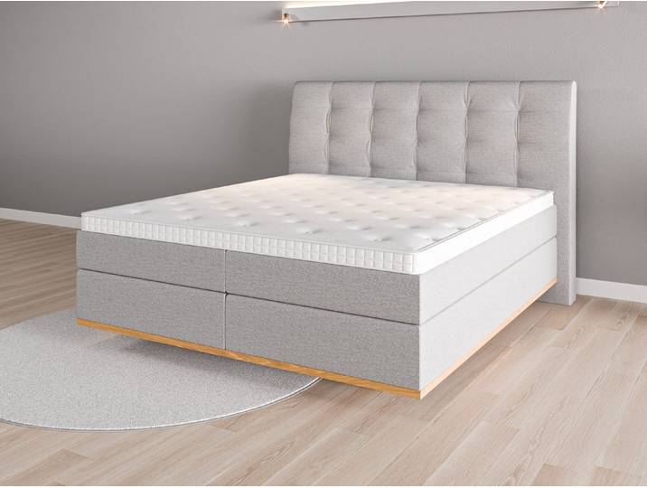 Boxspringbett 180x200 Nr. 1 - Grau (Lichtgrau) - Feiner Strukturstoff