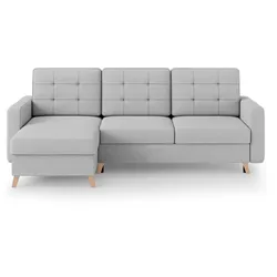 ECKSCHLAFSOFA Vinci mit universelle Ottomane, Hellgrau