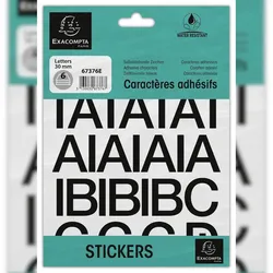 Exacompta 67376E Packung mit selbstklebenden, schwarzen Buchstaben A-Z 30 mm - Schwarz