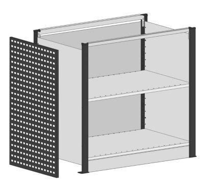Schulte Lagertechnik Startmodul für erweiterbares Thekensystem MULTIplus, 2 Modulrahmen/1 Abschlussblende, mit Arbeitsplatte, Breite Aufsatz 806 mm