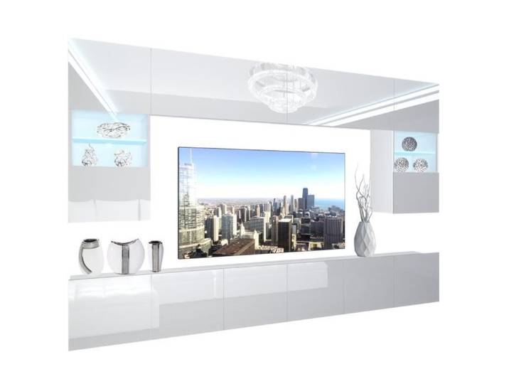 Unité Murale TV - BELINI - NEX 1-0-W-W-0-0-PP - LED - Blanc Très Brillant - Contemporain
