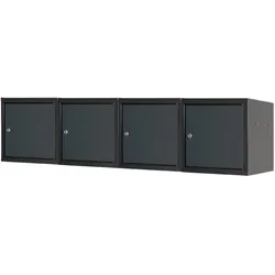 Proregal Mega Deal | 4x Schließfachwürfel Blocky mit Zylinderschloss + 2 Schlüssel | HxBxT 40x40x40cm | Anthrazit/Anthrazitgrau