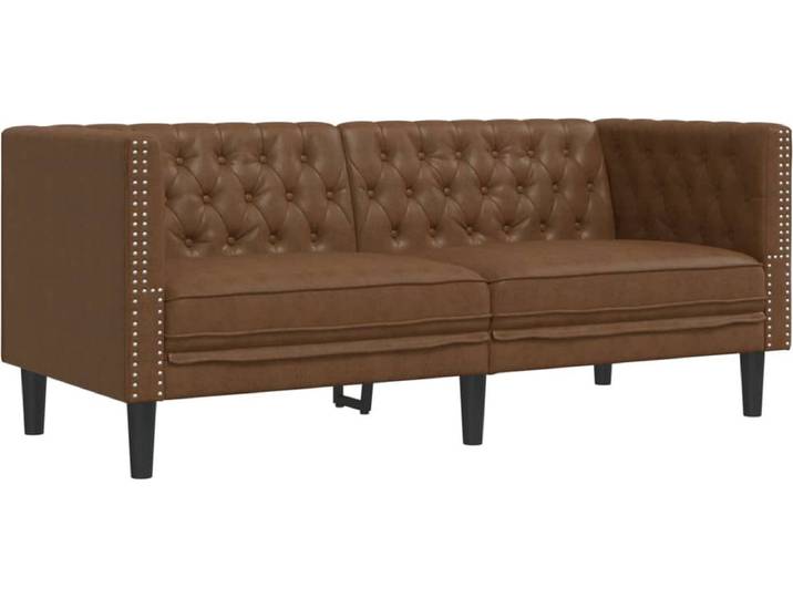 vidaXL - Tweezitsbank - Chesterfield-stijl - kunstsuède - bruin