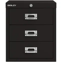BISLEY Multidrawer Schubladenschrank aus Metall in schwarz, 3 Schübe abschließbar - Schrank für's Büro Stahlschrank Metallschrank Büroschrank