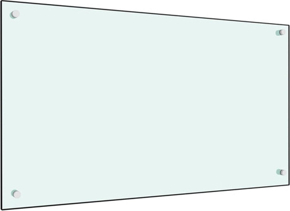 vidaXL Spatscherm voor de keuken - Gehard glas - Melkwit - 90 x 50 cm