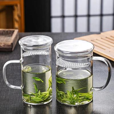 Uplift Essentials Heat Resistant Glass Green Tea Mug With Crescent Filter 400ml