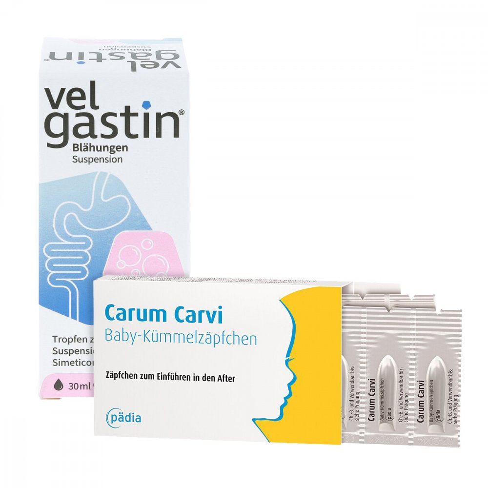 Verdauungsset Velgastin + Carum Carvi Baby-Kümmelzäpfchen 08101438