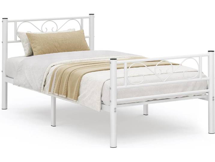 Metallbettgestell 90x190cm Weiss Platzsparend Einfachmontage