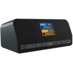 Icy Box Heart Dock 2300, 11-in-1 DockingStation mit zwei Videoausgängen und LCD-Display (USB-C, 11 Ports), Dockingstation + USB Hub, Grau