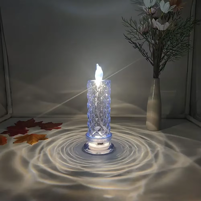 Multisell Products Hub LED Crystal Candle Light Table Lamp, Rose Projection Atmosphere Light For Weddings & Parties blue
