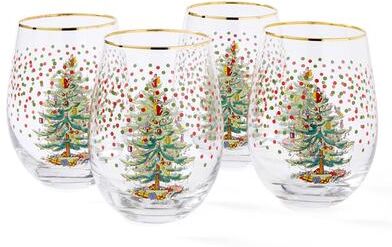 Spode Set of 4 Christmas Tree Polka Dot Glasses