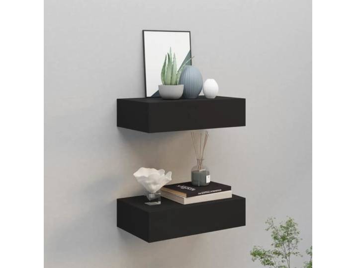 Étagères à tiroirs - MOTHINESSTO - LY0954 - Noir - MDF - 2 pcs 40x23 5x10 cm