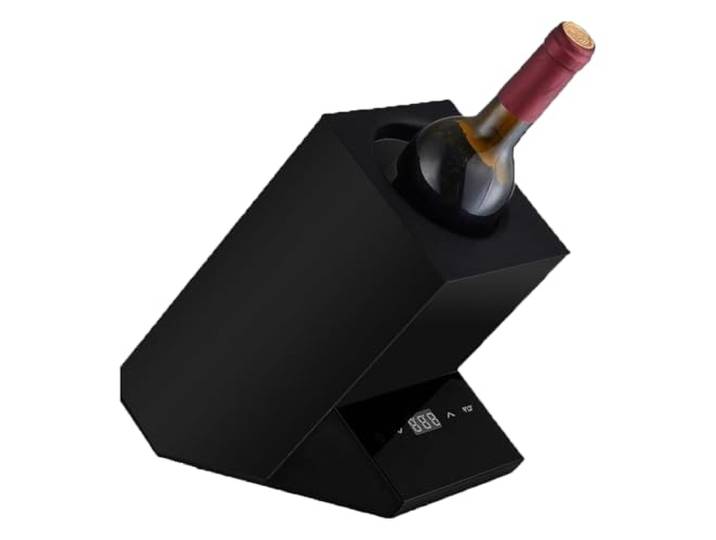 Elektrischer Weinkühler, 5–18 ℃, intelligenter Eis-Weinfass mit konstanter Temperatur, Wein- und Getränkeflaschenkühler mit LED-Anzeige, Einzelflaschen-Wein, Eiskübel, Schwarz