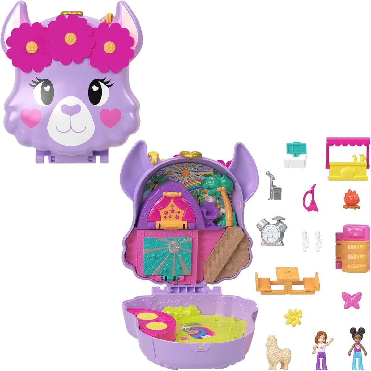 Compacte kampeer speelset met micropoppen en accessoires voor kinderen