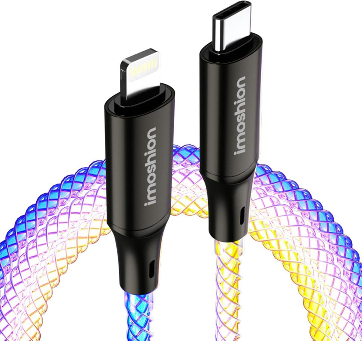 iMoshion Lichtgevende RGB Snellaadkabel USB-C naar Lightning, 1 meter