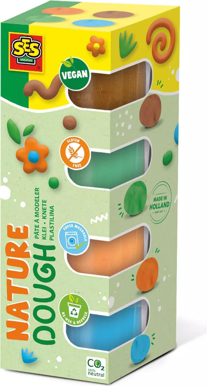 SES Creative Feel Good modelleerclay, veganistisch en glutenvrij, 4 x 90 g