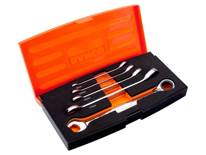 Bahco 1RM/S5 Ratcheting crowfoot wrench set 5-piece Spanner size (metric) 8 - 19 mm