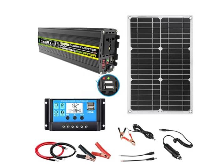 6000 W reiner Sinus-Wechselrichter-Solarbausatz, 18 W-Panel, 30 A-Controller