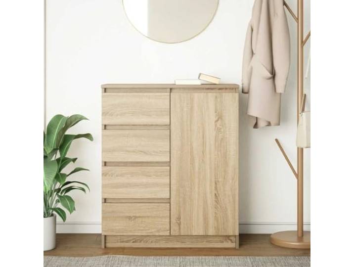 KTHLBRH Sideboard mit Schubladen Eiche Sonoma 71 x 35 x 84 cm Technisches Holz 4 Schubladen 1 Tür 1 Einlegeboden Individuelle Montage Wohnzimmer