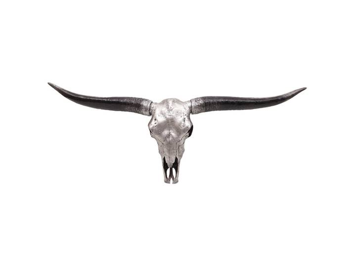 Jamb Deko Schädel Stier Silbergrau, Grau, Stein, 132x56x15 cm, Bilder & Rahmen, Bilder, Wanddekoration