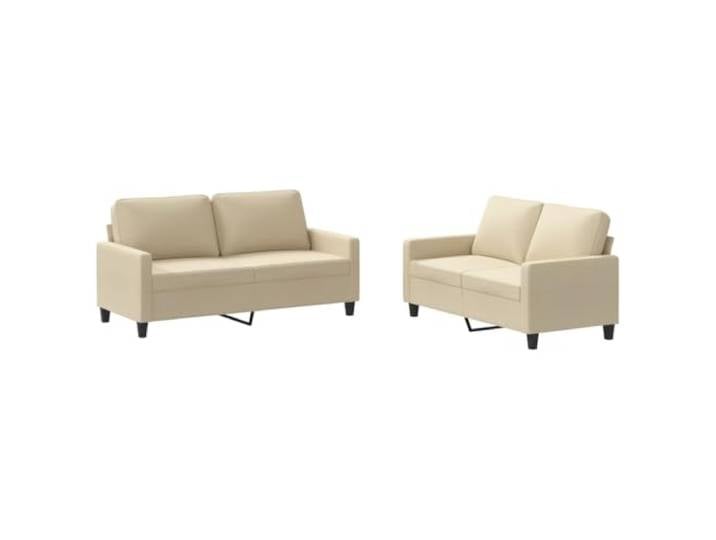 GHVBNMF 2-TLG. Sofagarnitur mit Kissen, 2-Sitzer Sofa Set, Creme Gemütliches Couch Set aus atmungsaktivem Stoff mit stabilem Metallgestell für Wohnzimmer und Gästezimmer.