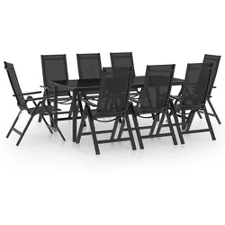 vidaXL 9-tlg. Garten-Essgruppe Aluminium Anthrazit