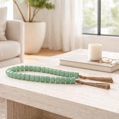 Sagebrook Home Resin Jute Decorative Beads Tassel Accents Featuring Woven Detailing