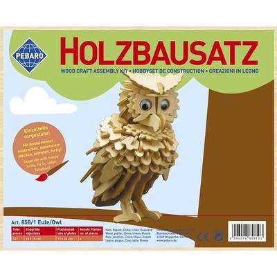 PEBARO 858/1 - Holzbausatz Eule, 147 Teile, Holzkonstruktion zum Zusammenstecken