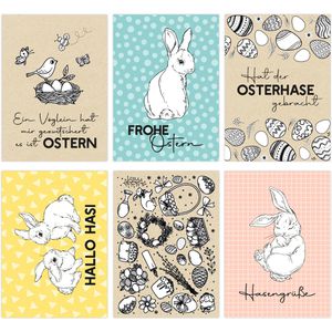 Papierdrachen Osterkarten 060-010-015, Set 15, sortiert, 105 x 148mm (A6), Postkarten, 12 Stück