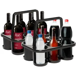 Novaliv 2X Flaschenträger für 12 Flaschen - Stabiler Halt - Getränkekorb Kunststoff , Stapelbar , 32x23x28cm Anthrazit - Ideal für Küche & Keller Getränkekorb Bierträger Getränketräger Flaschenbox