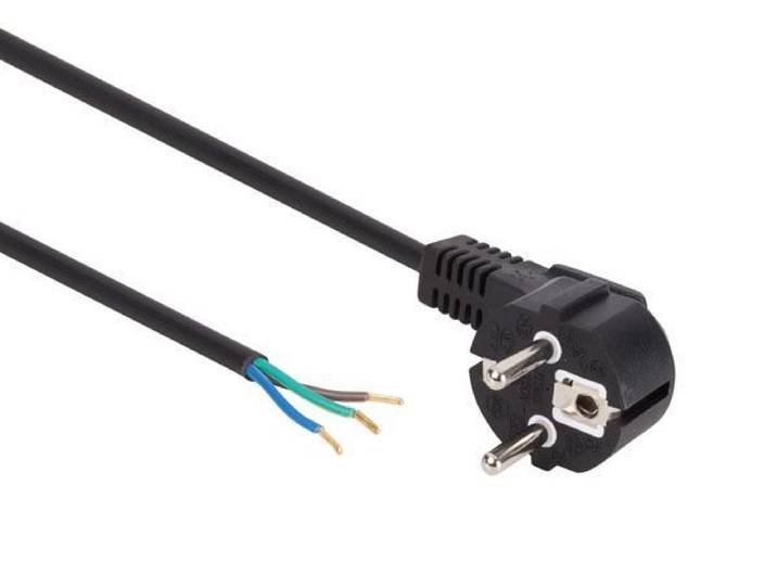 Perel Voedingskabel H05VV-F 3G0.75 - 3 m 10 A/230 V 2500 W type E/F 90° - Zwart