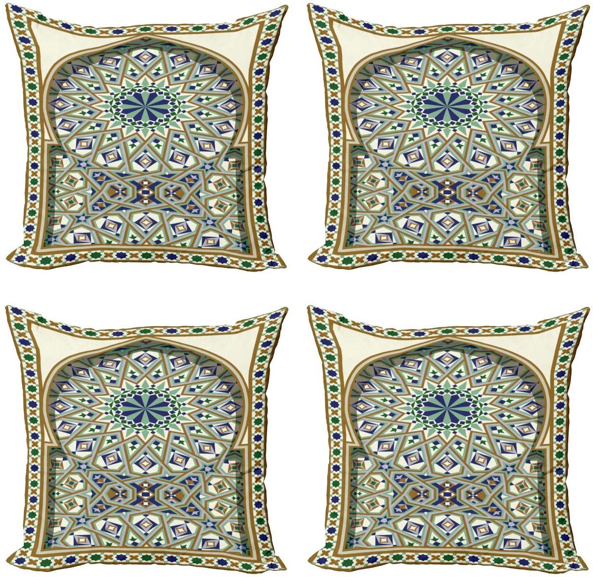 ABAKUHAUS Set van 4 Turkse patroon kussenhoezen, microvezel, 50 x 50 cm