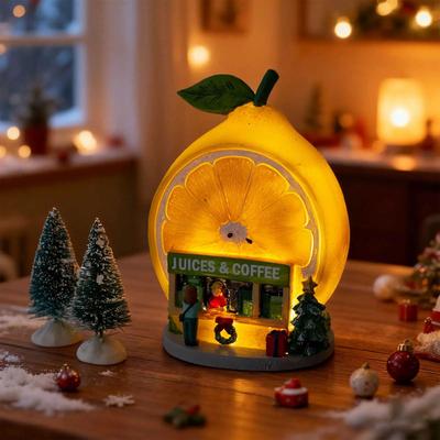 Inspired Living Christmas Cozy Snowy Lemon & Coffee Shop LED Village Ornament Christmas Cozy Snowy Lemon & Coffee Shop LED Village Ornament