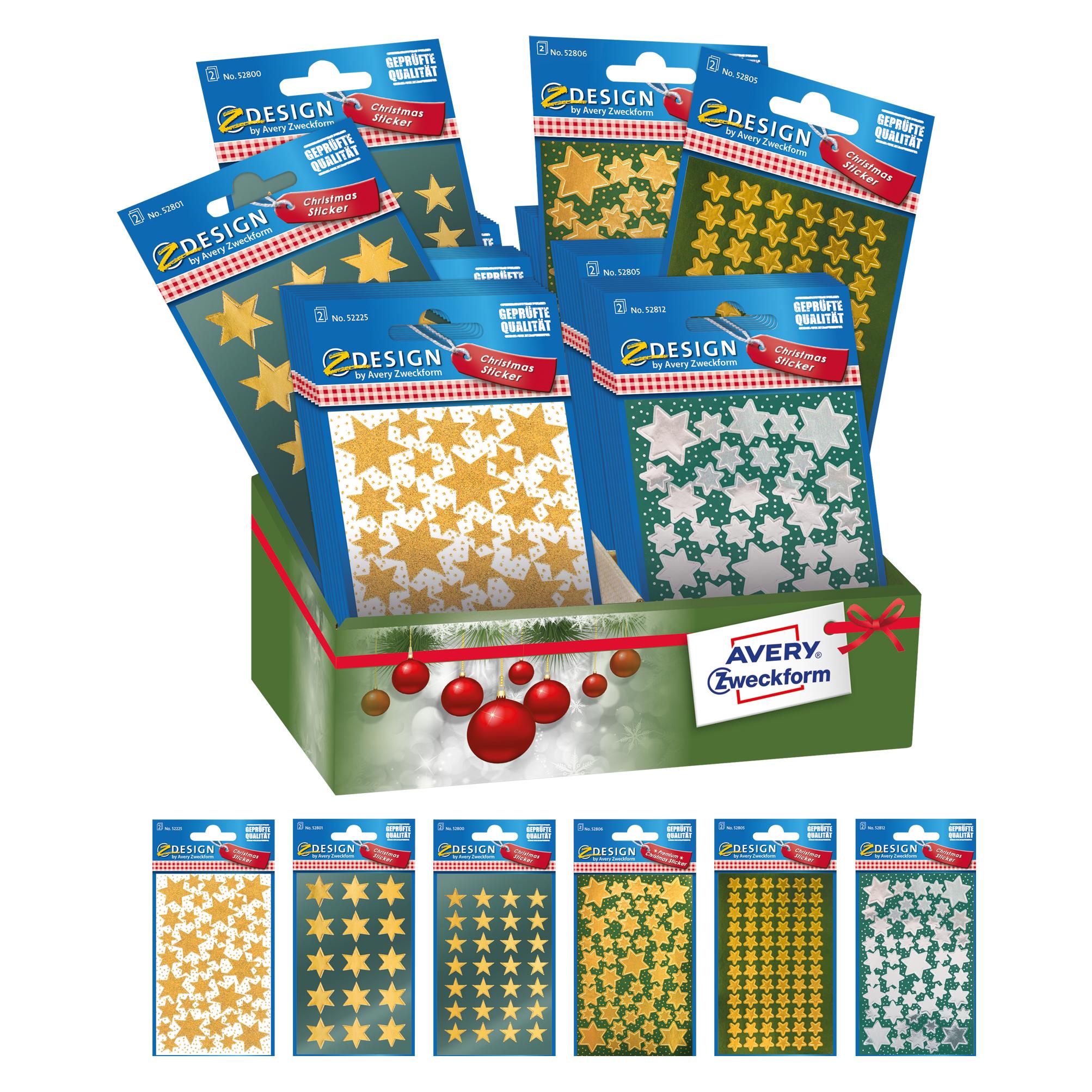 Z-Design Sortiment Weihnachtssticker Sterne (52937)