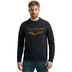 PME Legend Herren Rundhals Pullover CREWNECK LOGO CARRIER - Regular Fit - PSW0000440-8039 Beluga - S