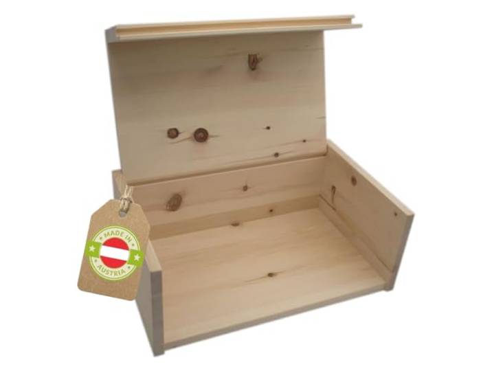 4betterdays.com NATURlich leben! Brotkasten Zirbenholz Massiv mit Klappdeckel Brotdose Nachhaltig Österreich